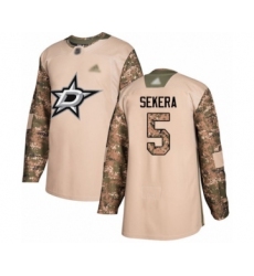 Youth Dallas Stars #5 Andrej Sekera Authentic Camo Veterans Day Practice Hockey Jersey