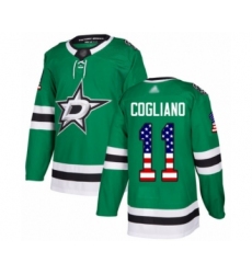 Youth Dallas Stars #11 Andrew Cogliano Authentic Green USA Flag Fashion Hockey Jersey