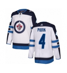 Men's Winnipeg Jets #4 Neal Pionk Authentic White Away Hockey Jersey