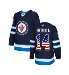 Youth Winnipeg Jets #14 Ville Heinola Authentic Navy Blue USA Flag Fashion Hockey Jersey