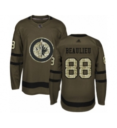 Men's Winnipeg Jets #88 Nathan Beaulieu Authentic Green Salute to Service Hockey Jersey