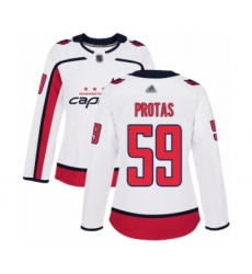 Women's Washington Capitals #59 Aliaksei Protas Authentic White Away Hockey Jersey