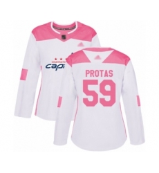 Women's Washington Capitals #59 Aliaksei Protas Authentic White Pink Fashion Hockey Jersey