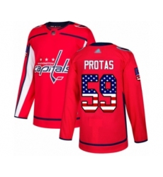 Youth Washington Capitals #59 Aliaksei Protas Authentic Red USA Flag Fashion Hockey Jersey