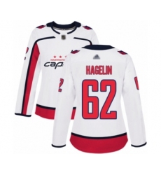Women's Washington Capitals #62 Carl Hagelin Authentic White Away Hockey Jersey