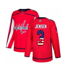 Men's Washington Capitals #3 Nick Jensen Authentic Red USA Flag Fashion Hockey Jersey