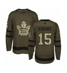 Youth Toronto Maple Leafs #15 Alexander Kerfoot Authentic Green Salute to Service Hockey Jersey