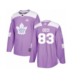 Youth Toronto Maple Leafs #83 Cody Ceci Authentic Purple Fights Cancer Practice Hockey Jersey