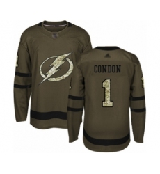 Men's Tampa Bay Lightning #1 Mike Condon Authentic Green Salute to Service Hockey Jersey
