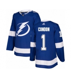 Men's Tampa Bay Lightning #1 Mike Condon Authentic Royal Blue Home Hockey Jersey