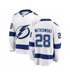 Men's Tampa Bay Lightning #28 Luke Witkowski Fanatics Branded White Away Breakaway Hockey Jersey