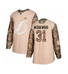Men's Tampa Bay Lightning #31 Scott Wedgewood Authentic Camo Veterans Day Practice Hockey Jersey