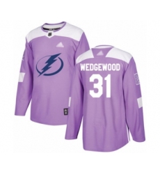 Men's Tampa Bay Lightning #31 Scott Wedgewood Authentic Purple Fights Cancer Practice Hockey Jersey