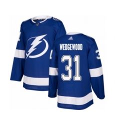 Men's Tampa Bay Lightning #31 Scott Wedgewood Authentic Royal Blue Home Hockey Jersey