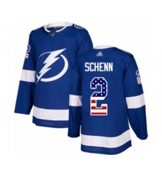 Men's Tampa Bay Lightning #2 Luke Schenn Authentic Blue USA Flag Fashion Hockey Jersey