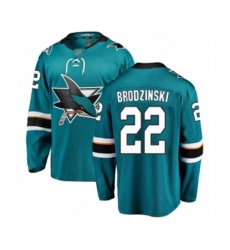 Men's San Jose Sharks #22 Jonny Brodzinski Fanatics Branded Teal Green Home Breakaway Hockey Jersey