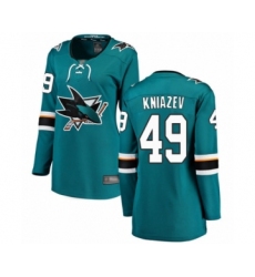 Women's San Jose Sharks #49 Artemi Kniazev Fanatics Branded Teal Green Home Breakaway Hockey Jersey