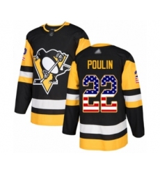 Men's Pittsburgh Penguins #22 Samuel Poulin Authentic Black USA Flag Fashion Hockey Jersey