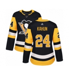 Women's Pittsburgh Penguins #24 Dominik Kahun Authentic Black Home Hockey Jersey