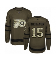 Men's Philadelphia Flyers #15 Matt Niskanen Authentic Green Salute to Service Hockey Jersey