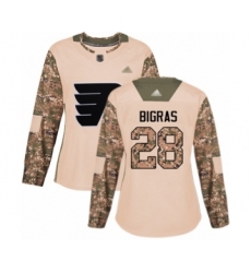 Women's Philadelphia Flyers #28 Chris Bigras Authentic Camo Veterans Day Practice Hockey Jersey