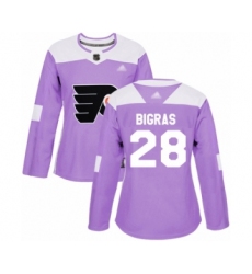 Women's Philadelphia Flyers #28 Chris Bigras Authentic Purple Fights Cancer Practice Hockey Jersey