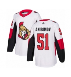 Men's Ottawa Senators #51 Artem Anisimov Authentic White Away Hockey Jersey