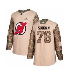 Men's New Jersey Devils #76 P. K. Subban Authentic Camo Veterans Day Practice Hockey Jersey