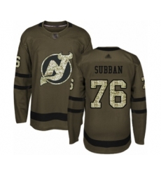 Men's New Jersey Devils #76 P. K. Subban Authentic Green Salute to Service Hockey Jersey