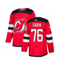 Men's New Jersey Devils #76 P. K. Subban Authentic Red Home Hockey Jersey