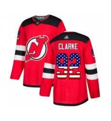 Men's New Jersey Devils #92 Graeme Clarke Authentic Red USA Flag Fashion Hockey Jersey