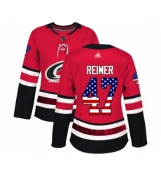 Women's Carolina Hurricanes #47 James Reimer Authentic Red USA Flag Fashion Hockey Jersey