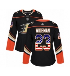 Women's Anaheim Ducks #23 Chris Wideman Authentic Black USA Flag Fashion Hockey Jersey