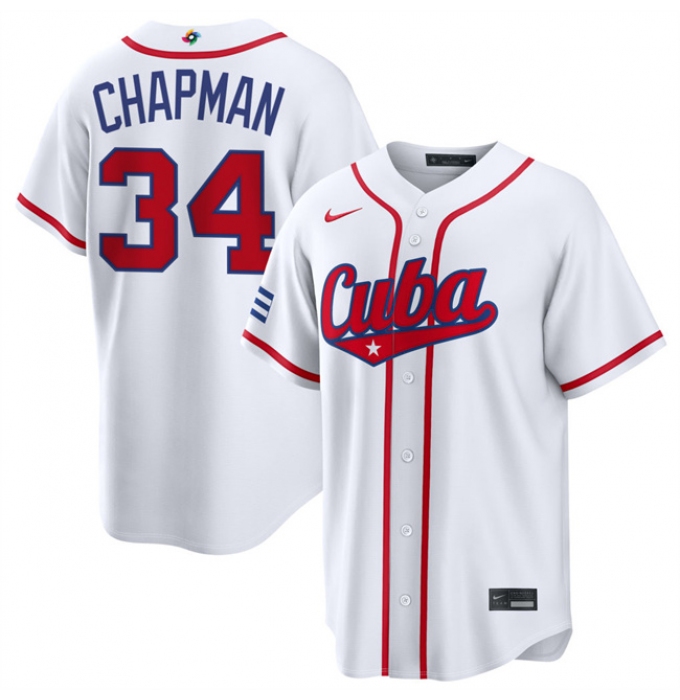 Men's Cuba Baseball #34 Emmanuel Chapman White 2026 World Baseball Classic Home Stadium Stitched Jersey