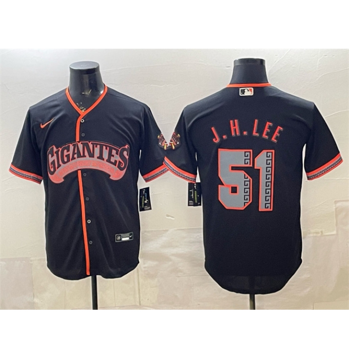 Men's San Francisco Giants #51 Jung Hoo Lee Black 2026 Alternate Stadium Stitched Baseball Jersey