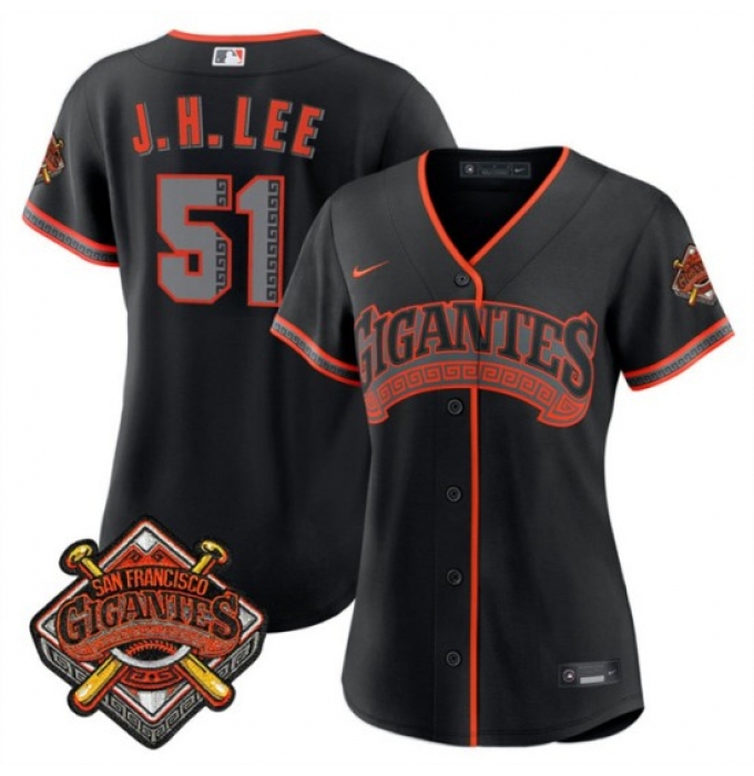 Women's San Francisco Giants #51 Jung Hoo Lee Black 2026 Alternate Stadium Stitched Baseball Jersey(Run Small)