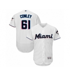 Men's Miami Marlins #61 Adam Conley White Home Flex Base Authentic Collection Baseball Player Jersey