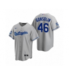 Men's Los Angeles Dodgers #46 Tony Gonsolin Gray 2020 World Series Champions Road Replica Jersey
