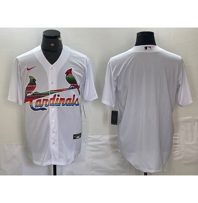 Men's St Louis Cardinals Blank White Rainbow Stitched MLB Cool Base Nike Jersey