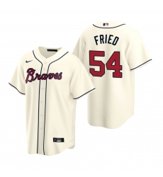 Men's Nike Atlanta Braves #54 Max Fried Cream Alternate Stitched Baseball Jersey