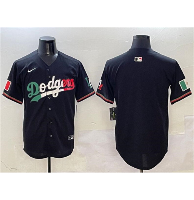 Men's Los Angeles Dodgers Blank Black Mexico Flag Limited Stitched Baseball Jersey