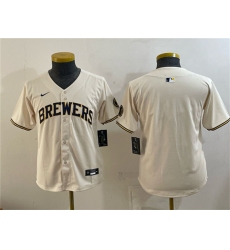 Youth Milwaukee Brewers Blank Cream Limited Stitched Jersey