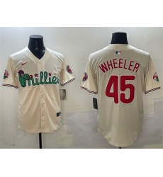 Men's Philadelphia Phillies #45 Zack Wheeler Cream Phanatic Limited Stitched Jersey