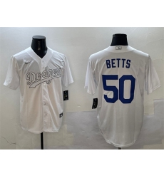 Men's Los Angeles Dodgers #50 Mookie Betts White Fashion Cool Base Stitched Baseball Jersey