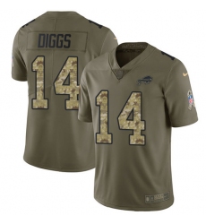 Youth Buffalo Bills #14 Stefon Diggs Olive Camo Stitched Limited 2017 Salute To Service Jersey