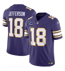 Men's Minnesota Vikings #18 Justin Jefferson Purple 2026 F.U.S.E. Throwback With 4-Star C Vapor Untouchable Limited Football Stitched Jersey