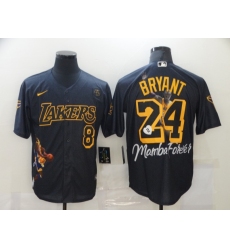 Men's Los Angeles Dodgers Kobe Bryant Black Portrait Jersey