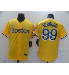 Men's Boston Red Sox #99 Alex Verdugo Nike Gold-Light Blue 2021 City Connect Replica Jersey