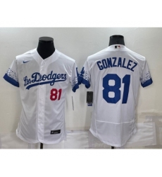 Men's Los Angeles Dodgers #81 Victor Gonzalez White 2021 City Connect Flex Base Stitched Jersey
