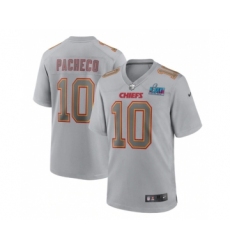 Men's Kansas City Chiefs #10 Isiah Pacheco Gray Super Bowl LVII Patch Atmosphere Fashion Stitched Game Jersey